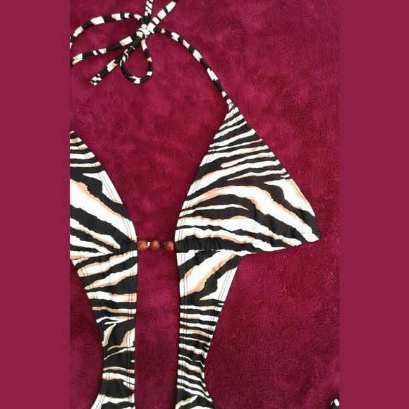 Zebra Triangle Halter Plunge Monokini Apollo Swim - Picture 3 of 8